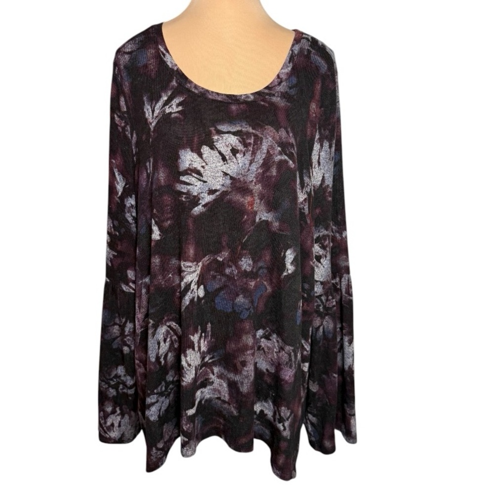 Simply Vera Vera Wang Floral Long Bell Sleeves Knit Top Size XXL